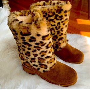 BearPaw Regina woman’s Hickory Leopard suede Boot